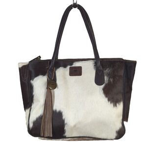 WILL Leather Goods Haircalf All Hair Tote Bag Cow Hide Tassel Spotted Western